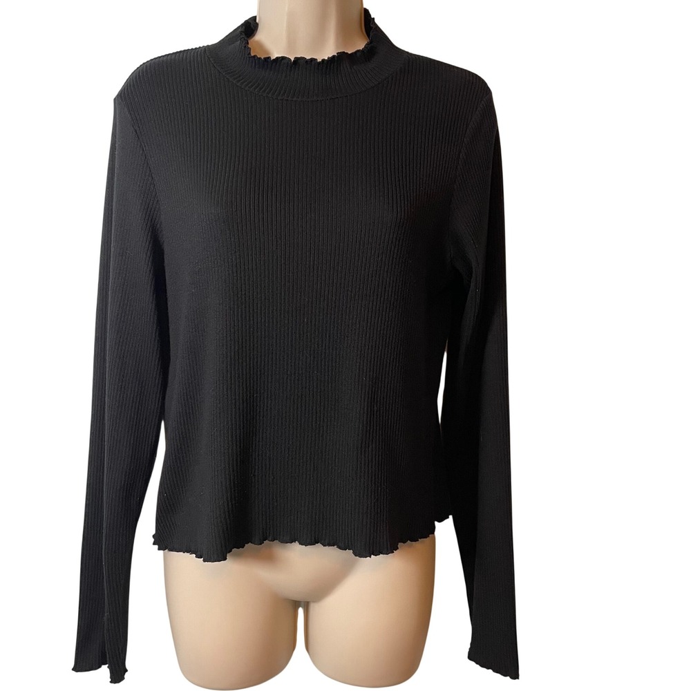 American‎ Eagle Women's Mock Neck Top Size XL Long Sleeve Ribbed Minimalist
